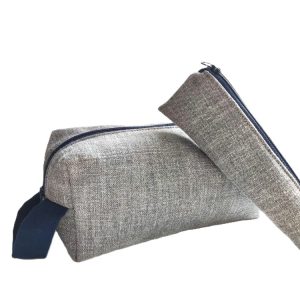 Trousse de toilette et étui brosse à dents mixtes assortis fait main - L'Atelier du Bourget - Artisanat textile français