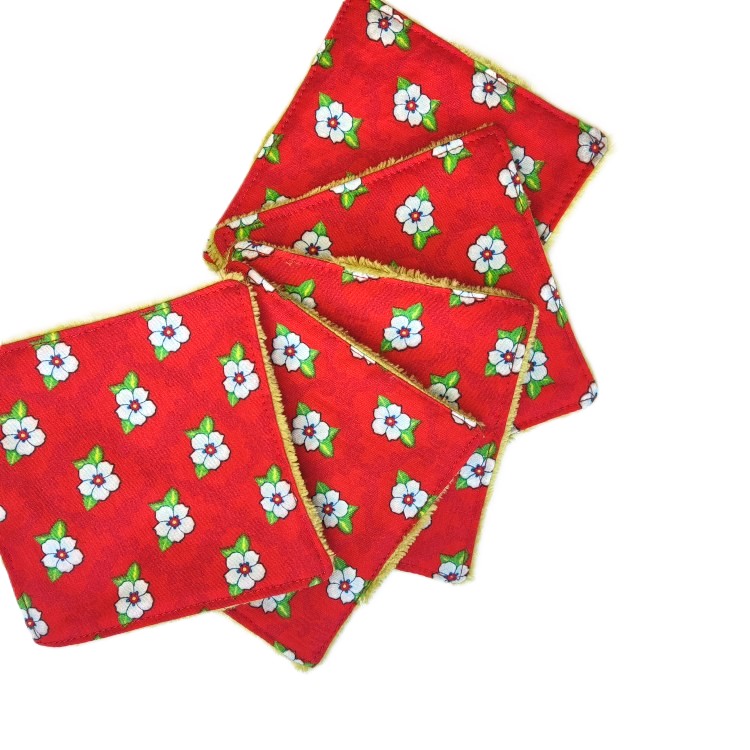 Lot de 5 lingettes lavables démaquillantes - L'Atelier du Bourget - Artisanat textile français