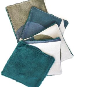 Lot de 5 lingettes lavables démaquillantes - L'Atelier du Bourget - Artisanat textile français