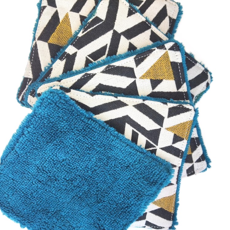 Lot de 5 lingettes lavables démaquillantes - L'Atelier du Bourget - Artisanat textile français