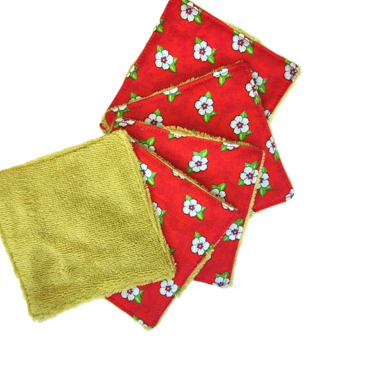 Lot de 5 lingettes lavables démaquillantes - L'Atelier du Bourget - Artisanat textile français