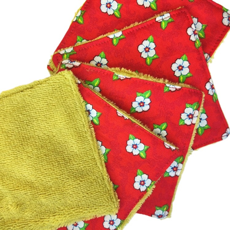 Lot de 5 lingettes lavables démaquillantes - L'Atelier du Bourget - Artisanat textile français
